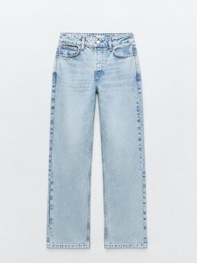 Zara Light Wash Straight-Leg Women’s Mid Rise Jeans Size 2 🩵